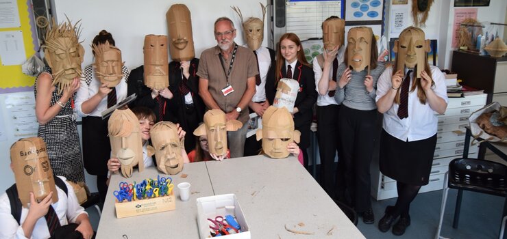 Image of Students Working Alongside Local Artist, Philip Cox